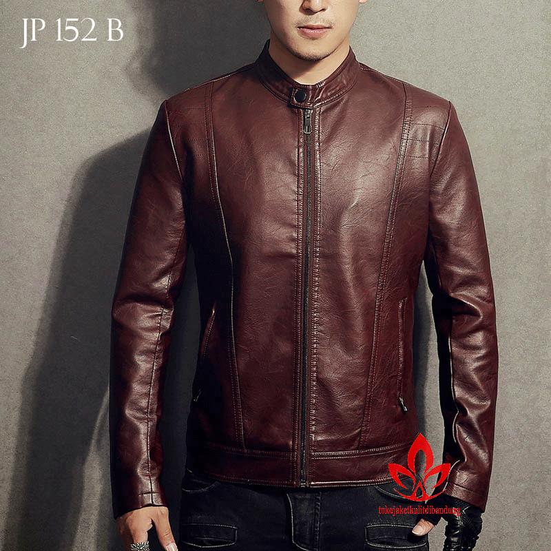 (COD) Jaket Kulit Super Terbaru Premium Jaket Semi Kulit Pria - JP 152 B