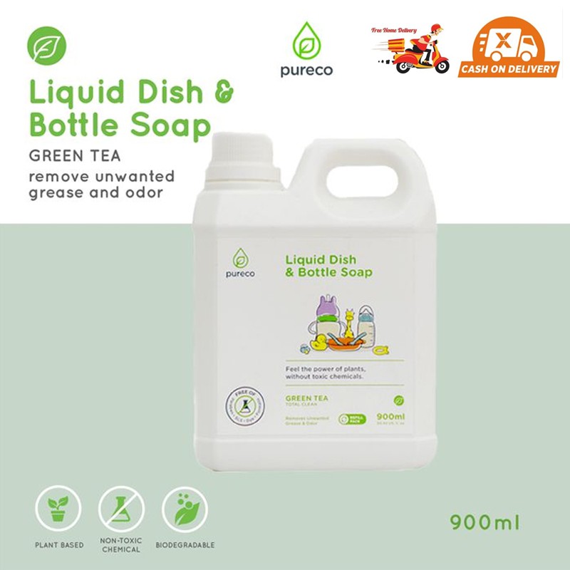 Pureco Refill 900ml Liquid Detergen Fruit Vegetable Bottle Baby Wash Fabric Softener Floor Cleaner