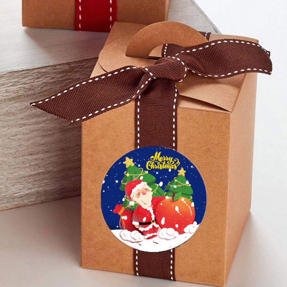 Stiker Kertas Populer Kemasan Kado Kue Kering Multi-Fungsi Merry Christmas Santa Claus Stickers