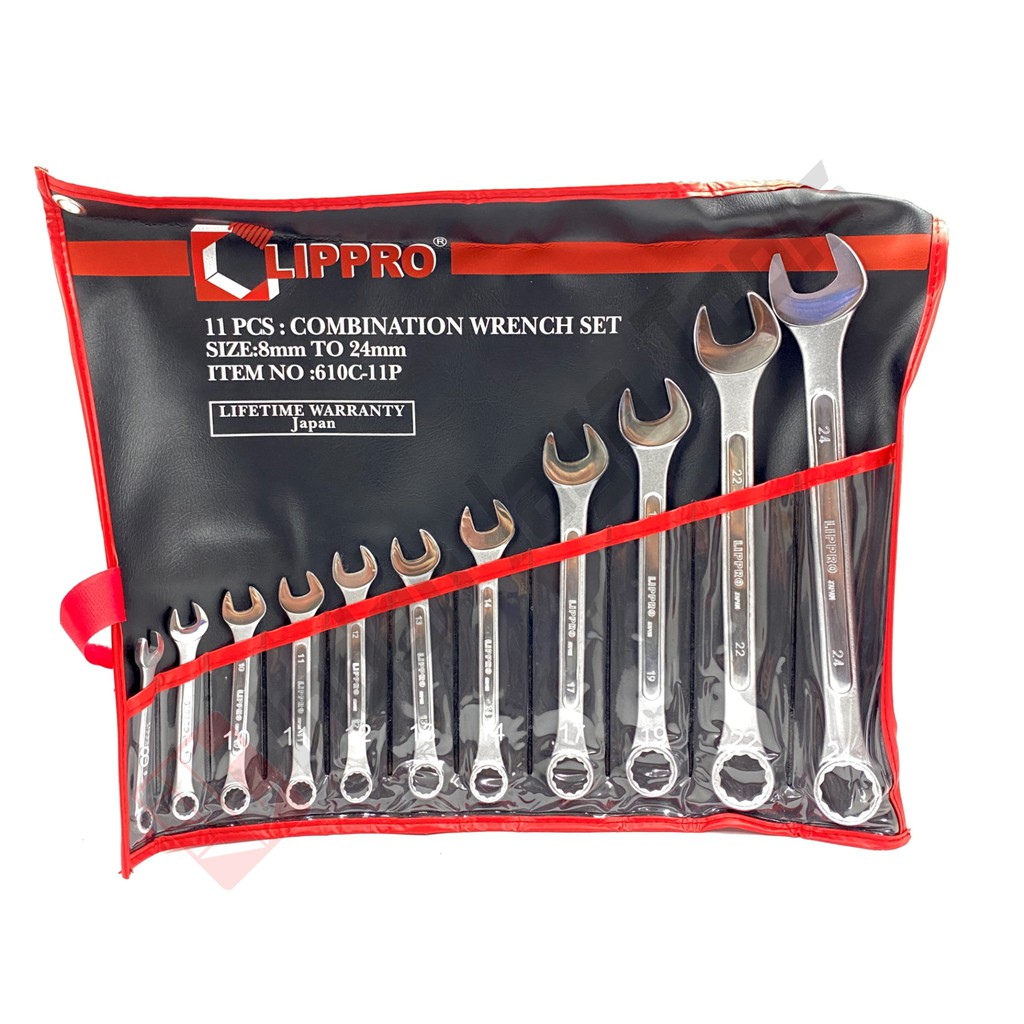 LIPPRO 610C-11P Kunci Ring Pas Set 11 Pcs 8 - 24 mm Combination Wrench