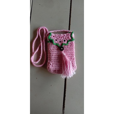 tas hp rajut motif zigzag