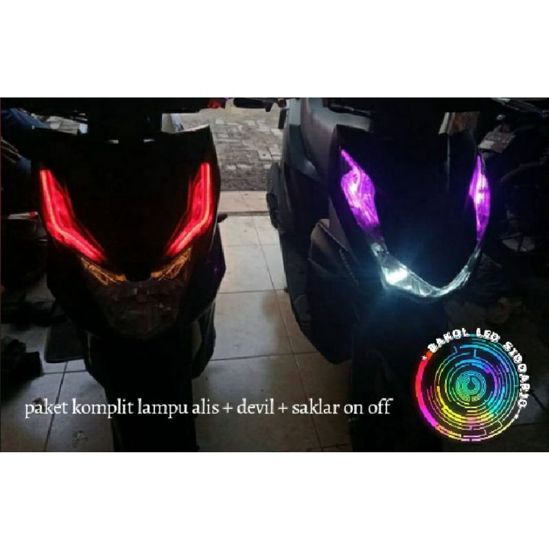 Lampu Alis + Devil/demon eyes Beat 2017 - 2022 paket komplit I Lampu LED Alis Beat I lampu alis mura