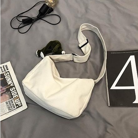 VIOR Sling Bag Tas Selempang Bahu Kanvas Canvas Sekolah kuliah Wanita Pria Remaja Polos Korean Emory Vintage Fashion Aesthetic Style Chikoisme (RSL)