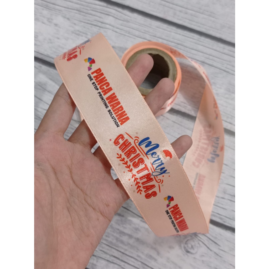 Cetak Pita Desain Custom Full Printing / Cetak Pita Custom Printing / Cetak Pita Label Hampers