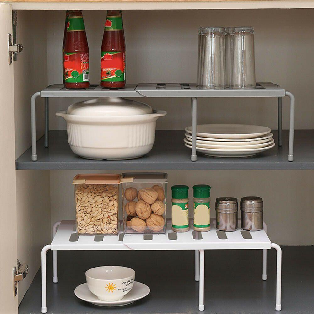 Solighter Adjustable Lemari Rak Adjustable Penyimpanan Bumbu Double Layer Pantry Organiser Rack