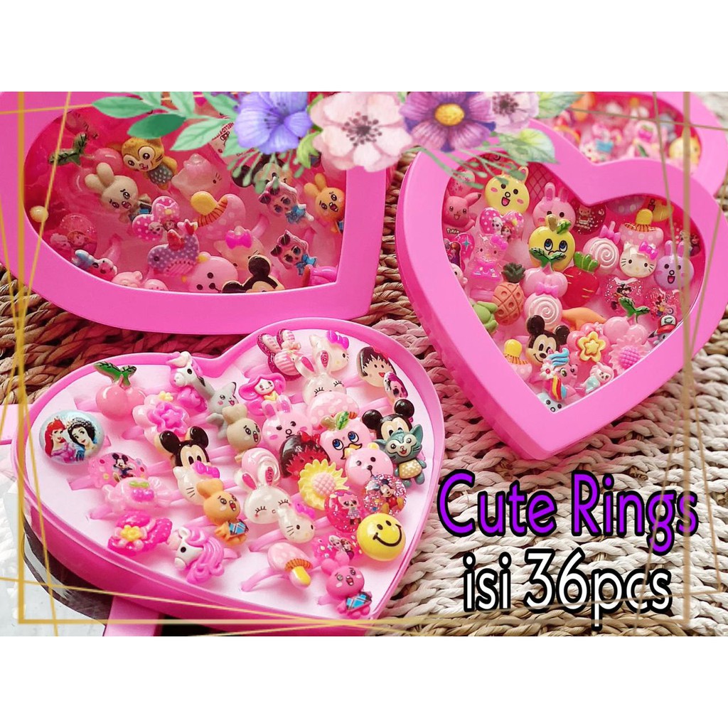 VS BG - Cincin Anak Perempuan isi 17pcs Bahan Plastik Motif Kartun