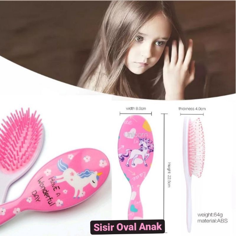 Sisir Anak Karakter Oval Anti Kusut Sisir Rambut Korea Model Oval Karakter Bahan Impor Korea