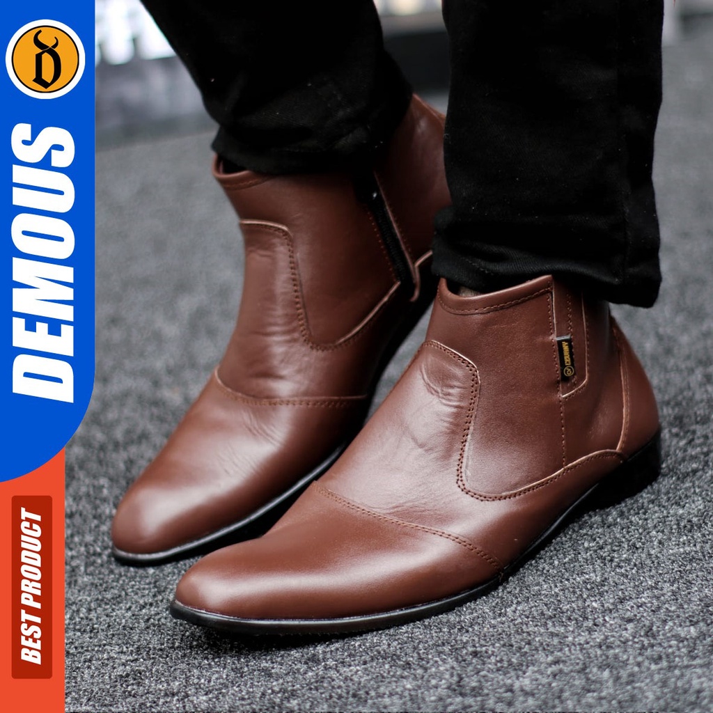 DEMOUS Max - Sepatu Boots Pantofel Formal Kulit Asli Kerja Pria