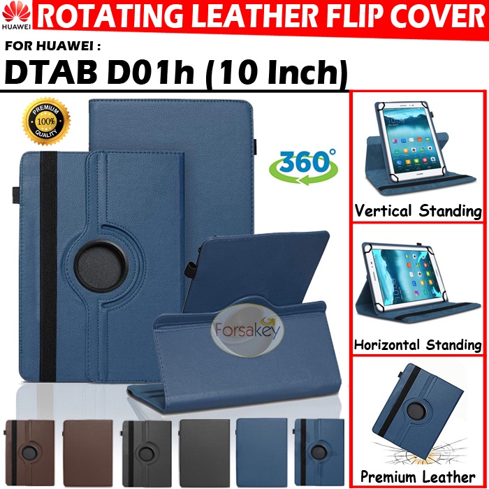 Huawei Dtab D01h D Tab D-01h 10inch Tablet Rotate Flip Book Cover Case Casing Sarung Kesing Flipcase
