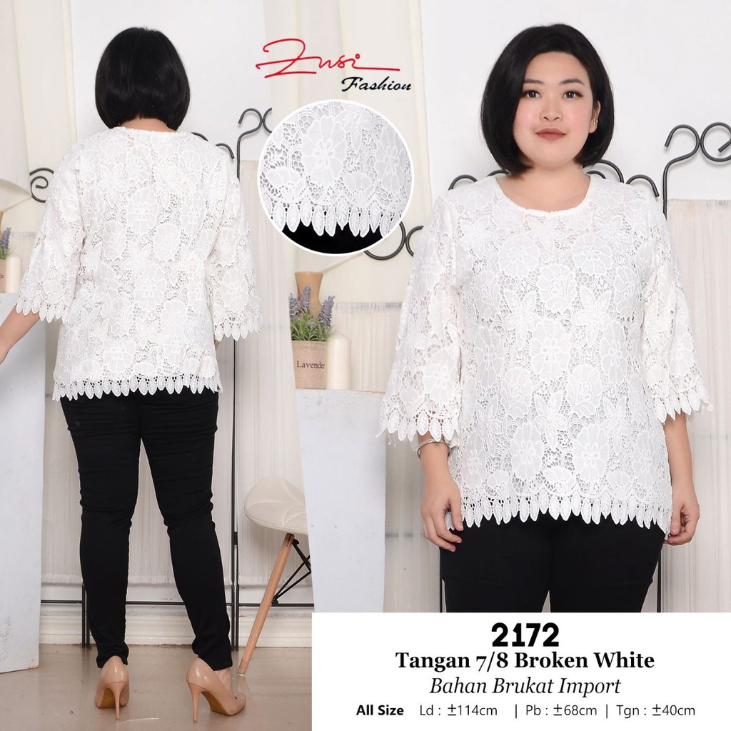 ATASAN WANITA BRUKAT KEBAYA 2172 BW TANGAN 7/8 UKURAN ALL SIZE