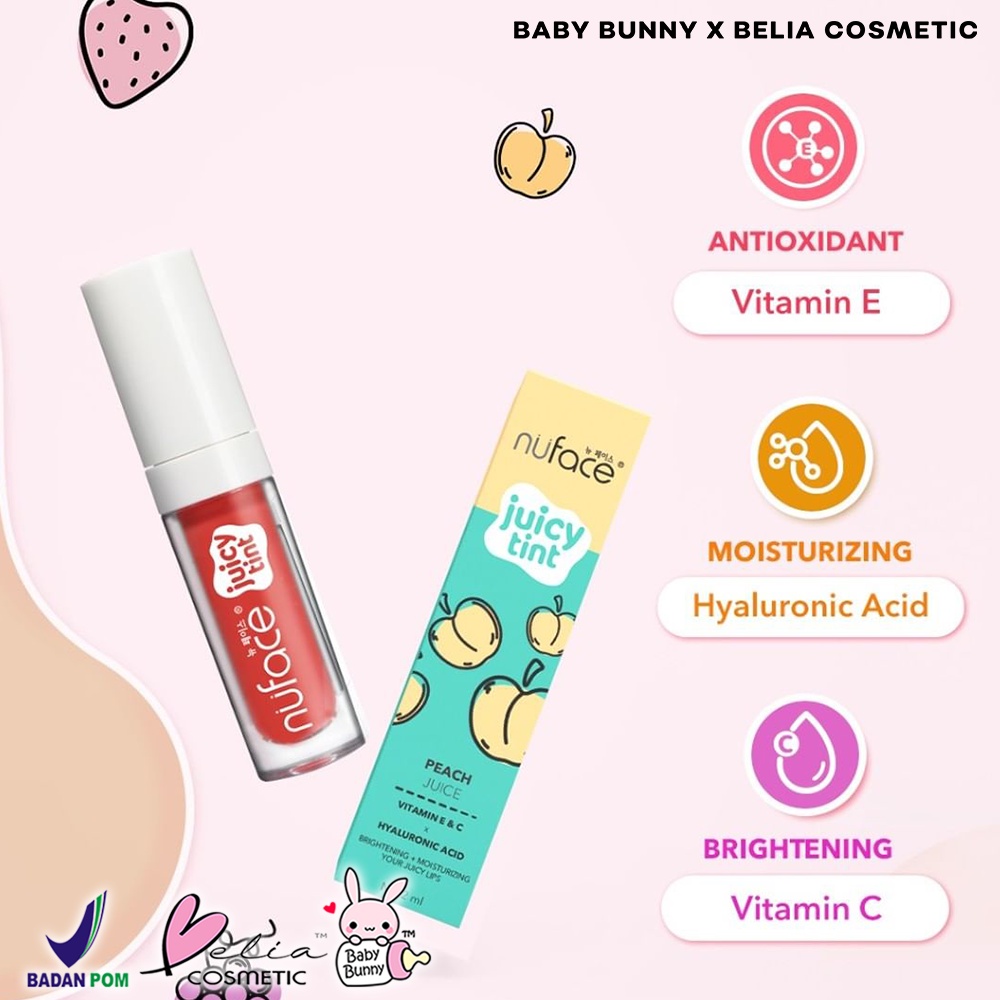 ❤ BELIA ❤ NUFACE Lip Cream &amp; Tint Series | Matte | Juicy LipTint | Kosmetik Bibir | Korean Series | Grape Strawberry Peach Juice Korea Namsan Jeju Gangnam Nami Incheon Donghae Busan Ulsan Seoul Daegu Itaewon | BPOM