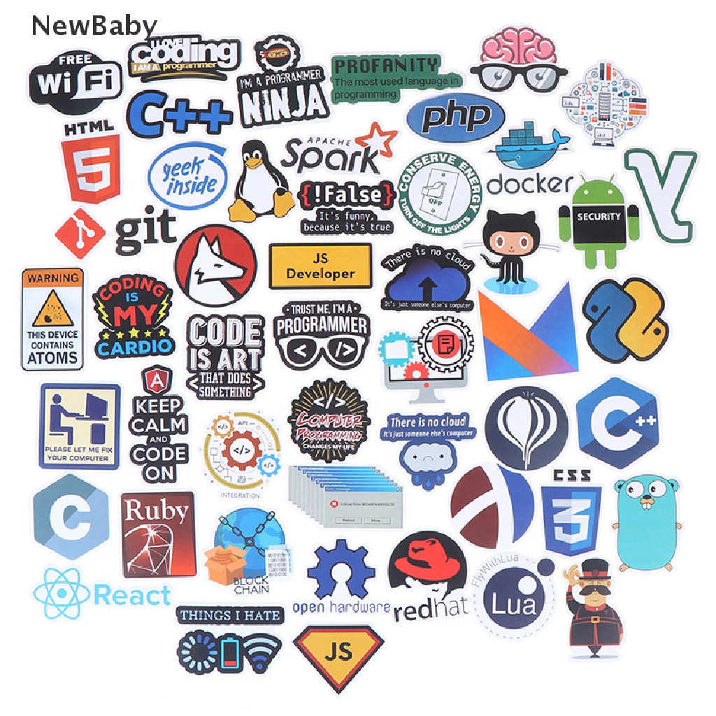 Newbaby 50 Pcs Sticker Decal Dekorasi Laptop Gitar DIY