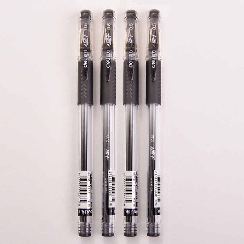 2pcs / Set Pen Gel Tinta Hitam 0.5mm Quick Dry Untuk Stationery Sekolah / Kantor