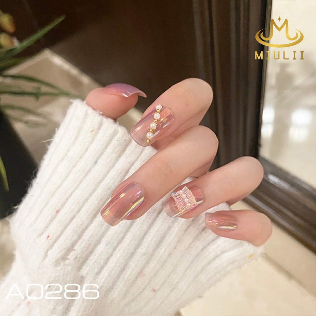 MIULII / KUKU PALSU  PANJANG  Symphony Shell Pearl A0286 / 24PCS / 3D / NAIL ART / PREMIUM / CUTE / 