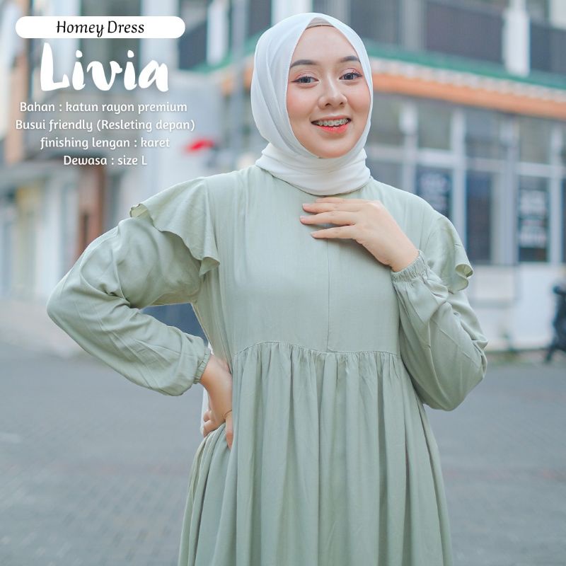 Gamis Dewasa Polos Homey Dress Livia Jumbo Bahan Katun Rayon Premium