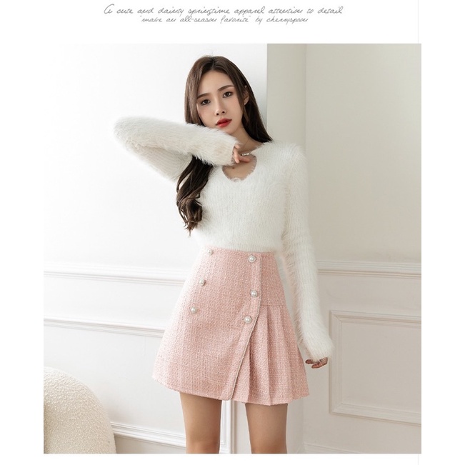 SKORT TWEED ROK  MINI SKIRT HIGHWAIST WANITA MX606