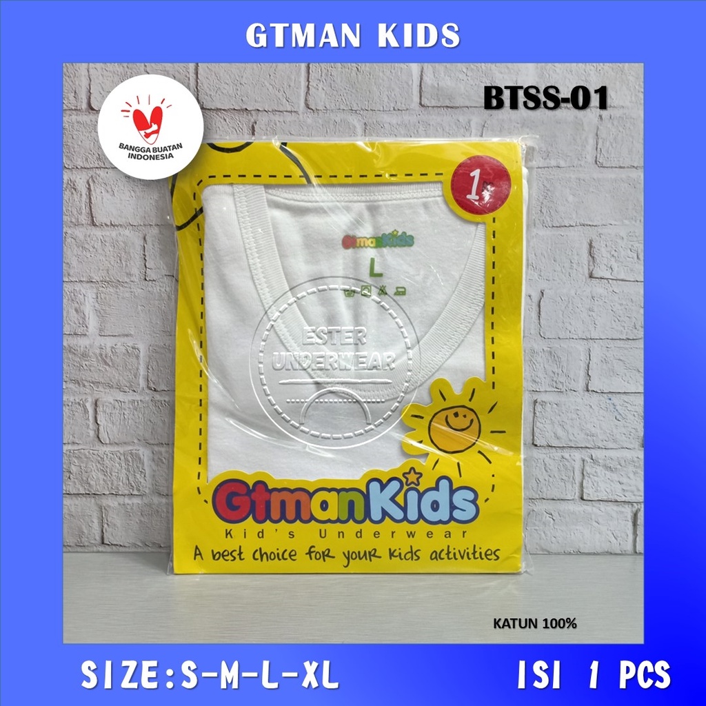 Kaos Dalam Singlet Anak Laki-laki GTMAN KIDS BTSS01 PUTIH ISI 1PCS