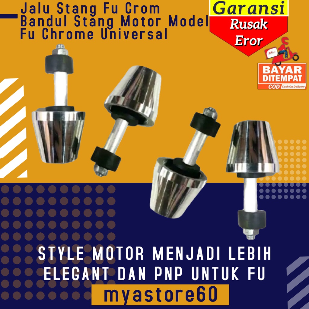 Jalu Stang Setang Satria Fu Crom Crome Bandul Pinggir Stang Ujung Setang Motor Model Fu Chrome Chrom Universal Sepasang