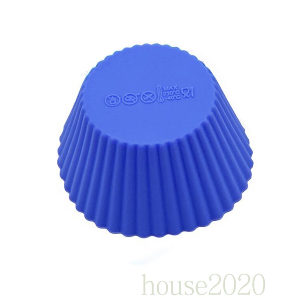 [house2020]12PCS Small Silicone Colorful Round Cupcake Liners Baking Cups Vibrant Muffin Moulds Color Random