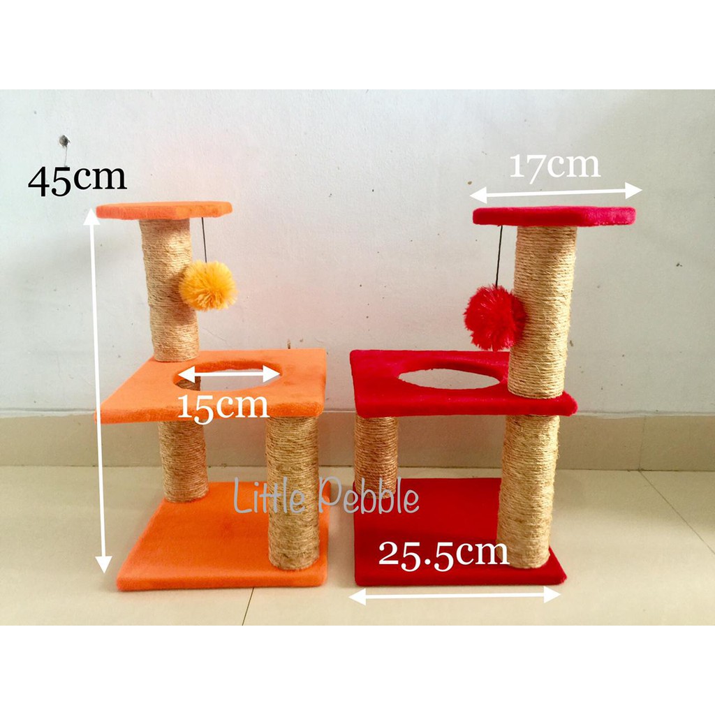 H017 Mainan Garukan Cakaran Kucing 2 Tingkat Lobong di Tengah T45cm