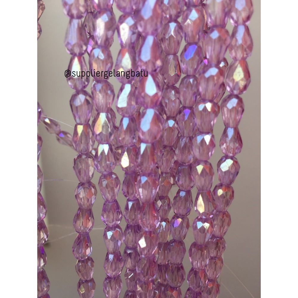 kristal Ceko tetes 10 x 6mm PURPLE UNGU crystal bening dagu PREMIUM supplier aksesoris grosir craft