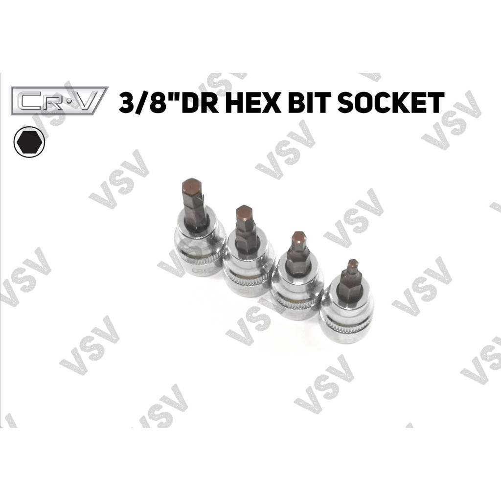 Gestar 3/8&quot;Dr Hex bit Socket 3mm-6mm Kunci L Shock Kunci Sock L Sok