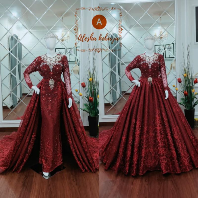 Gaun pengantin crinoline 2 in 1/Gaun pengantin mewah