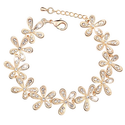 Hu Hu Hu Hu Hu Alat Bantu Pasang Kacamata♡ Gelang Wanita Desain Bunga Hias Berlian Imitasi Gaya Elegan Untuk Pernikahanpengantinhadiah