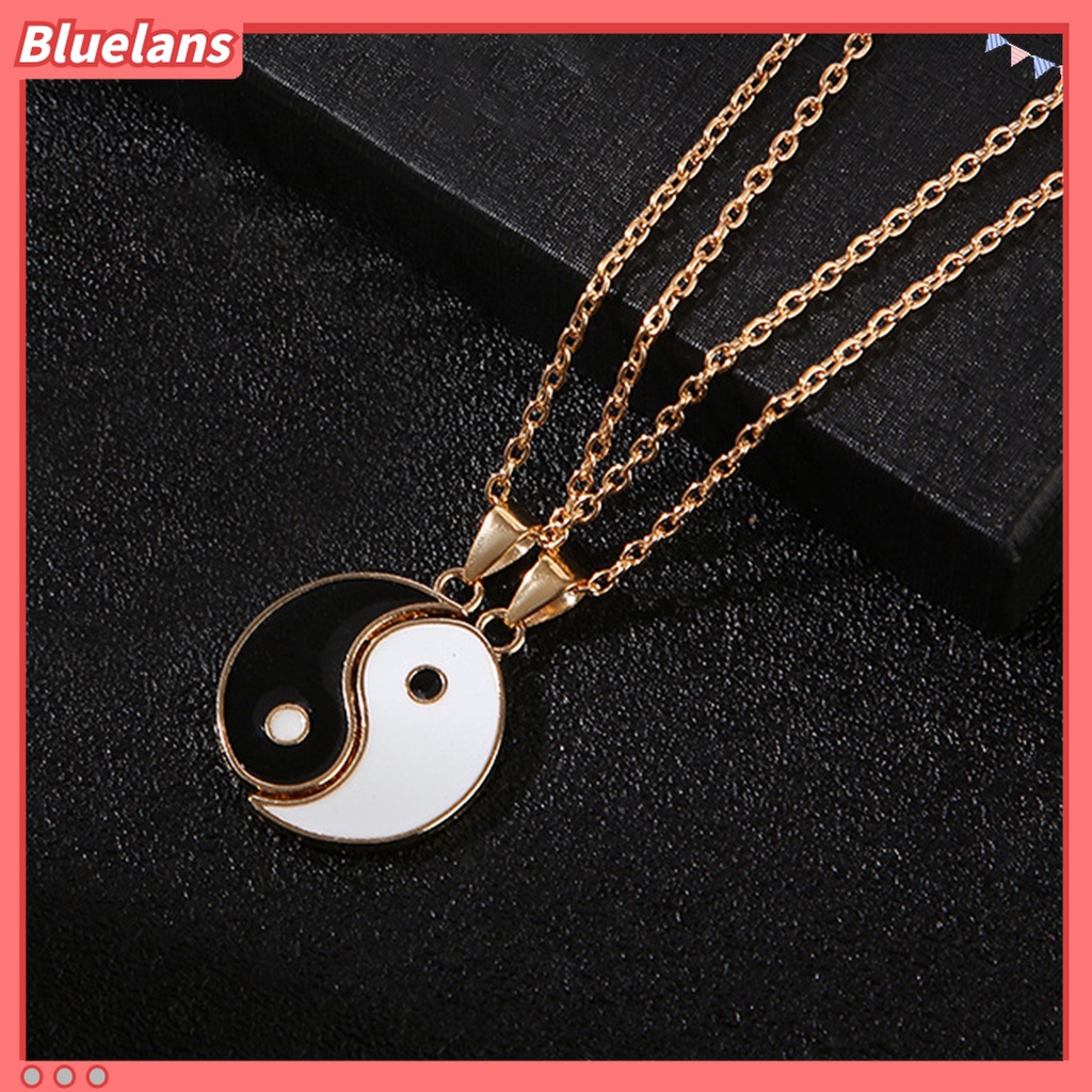 2pcs Kalung Pasangan Desain Tai Chi Gaya Tradisional Untuk Hadiah