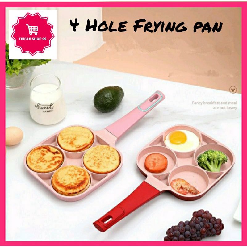 Egg pan 4 hole / 4 hole frying pan / wajan penggorengan telur / wajan pink keramik /wajan granit