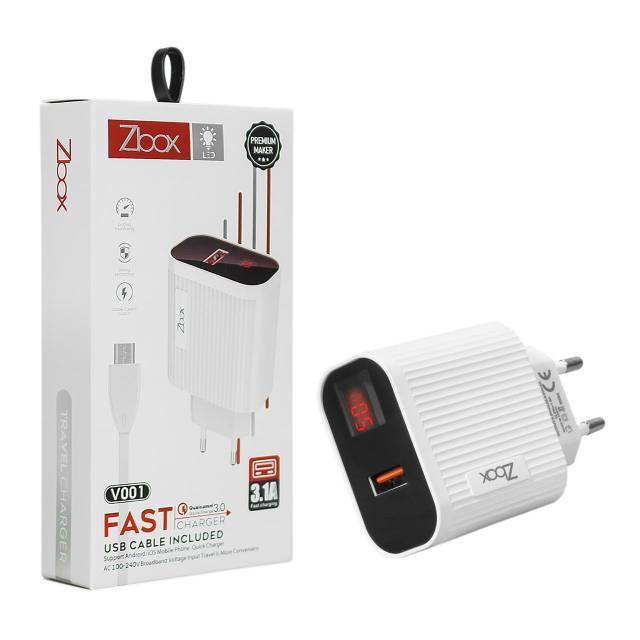 Charger cas casan android zbox v001 micro usb 3.1a LED fast charging by z-box