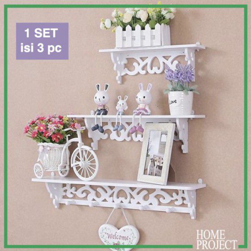 (ACEH) RAK SHABBY/ SET RAK SHABBY/ RAK 1 SET ISI 3