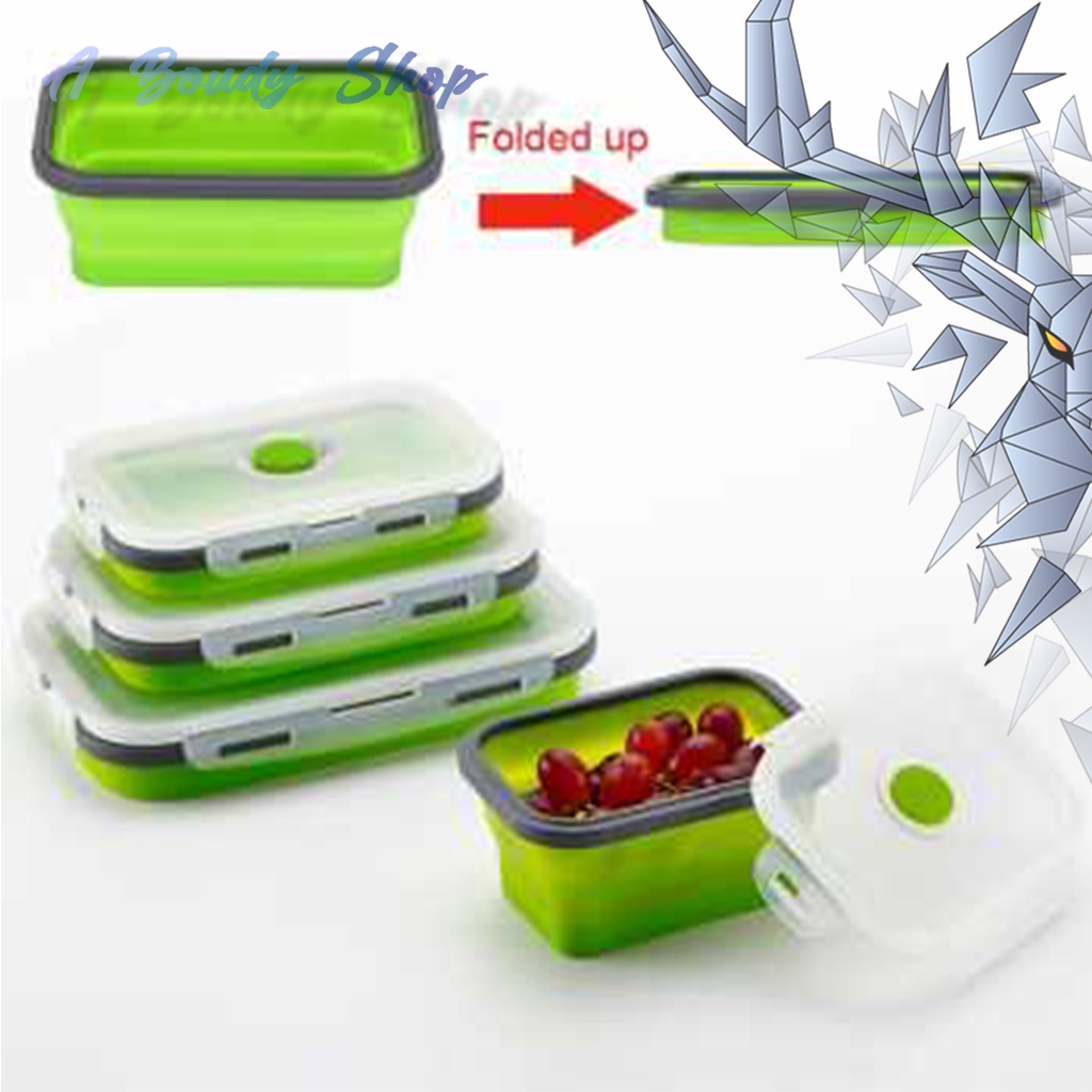 

Kotak Makan Foldable kolapsible Bento Lunch Box Bekal Sekolah Kerja 800ml Healty Ringkas Awet Silicon material Anti-bakteri praktis