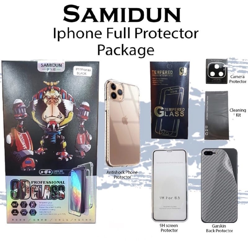 [ iPhone X / XS / XR / XS Max ] SAMIDUN PROTECTOR FULL PACKAGE (Tempered Glass + Anti-Shock Case + G