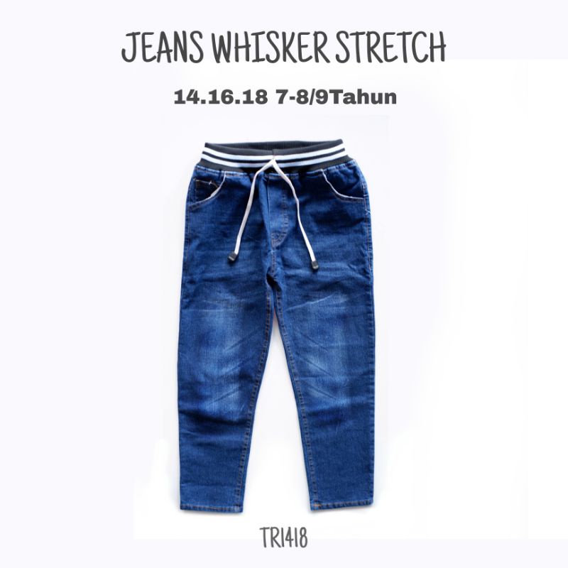 Celana Jeans Panjang Anak Laki Cowok 7-9Thn Jeans Rib Whisker TR Biowash