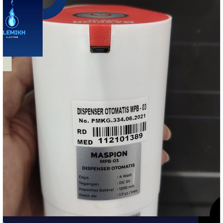 MASPION Pompa Galon Dispenser Air Minum Elektrik Cas MPB-03 / MPB03 - Warna Random