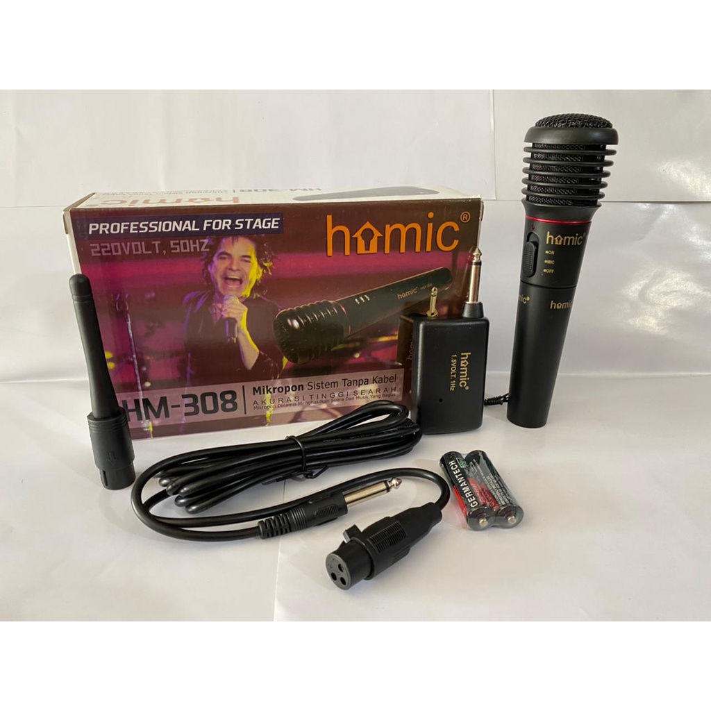MICHROPHONE KAROKE MIC KAROKE KABEL WIRELESS HOMIC 308 SINGLE
