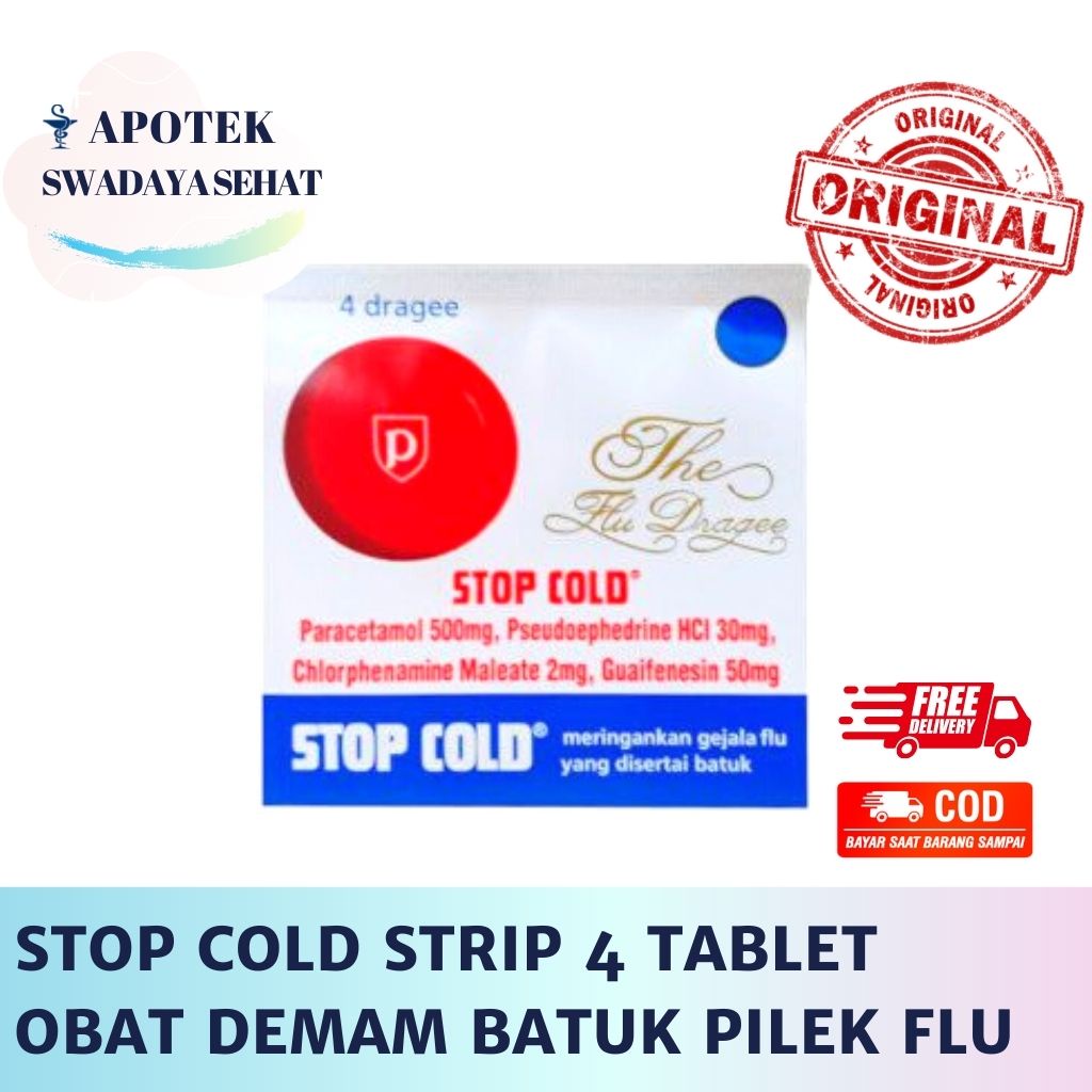 STOP COLD STRIP 4 Tablet - Obat Demam Sakit Kepala Batuk Pilek Flu