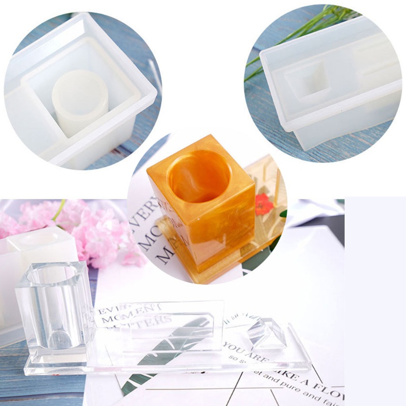SIY  3 in 1 Multifunctional Pen Holder Photo Frame Resin Molds Picture Frame Pen Pencil Cup Holder Home Office Ornaments Mold