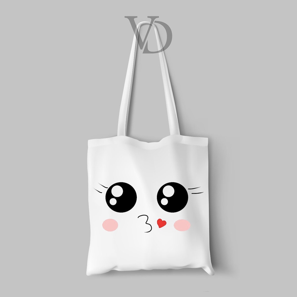 tote bag kanvas gambar mata aestetic / tas belanja lucu