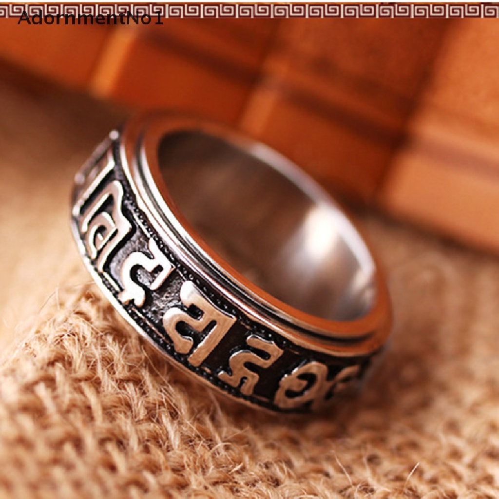 (AdornmentNo1) Cincin Silver Tibet Motif Mantra Budha Power Sanskrit Untuk Pria / Wanita