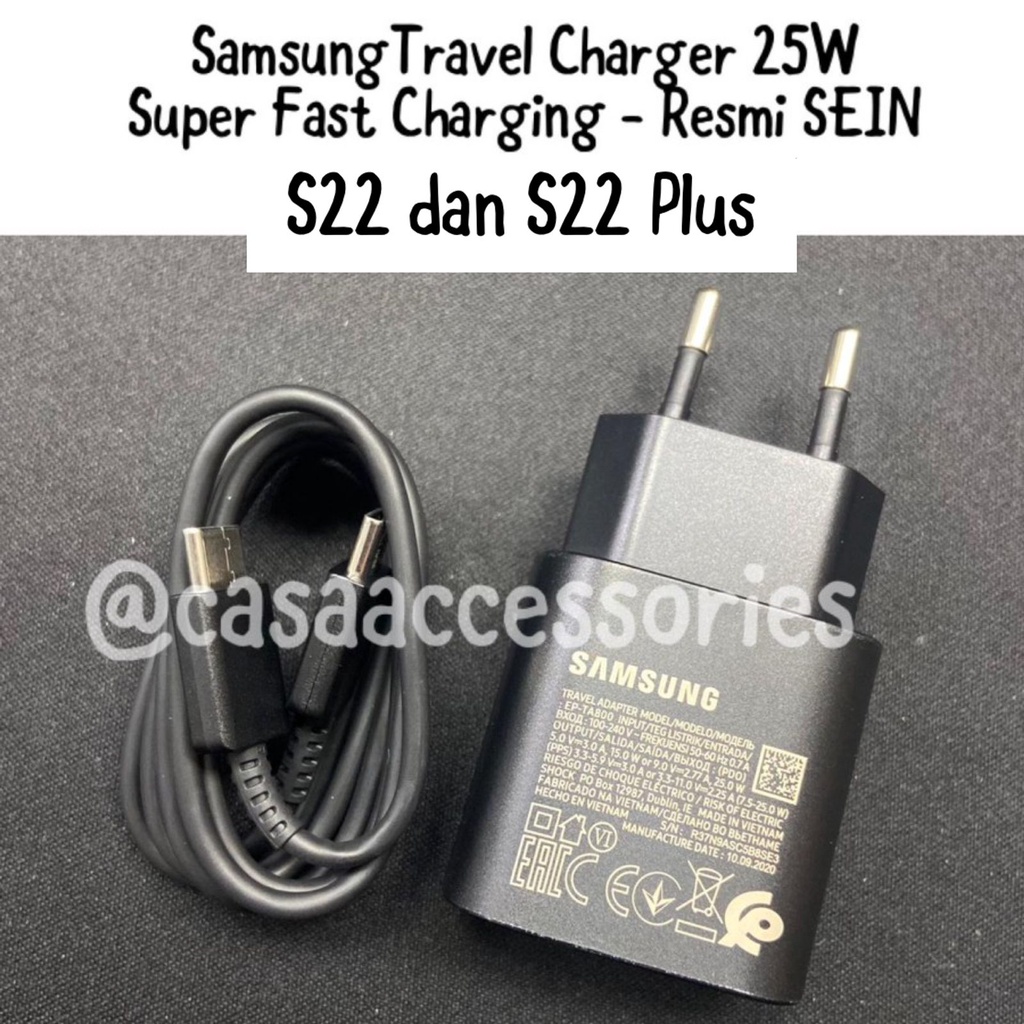 Samsung S22 S22 PLUS Travel Charger Super Fast Charging 25W RESMI SEIN