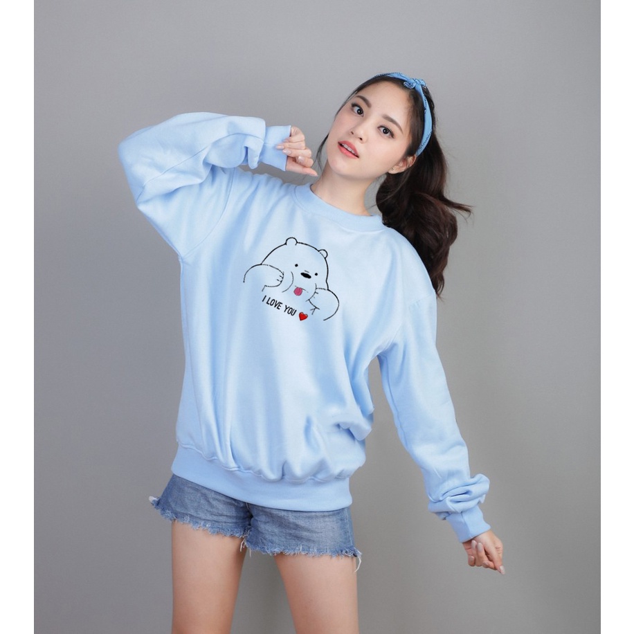 🅳🅵 Sweater Panda Love Pria &amp; Wanita | Sweater Korea Style Fleece Cotton | Dhea Fashion