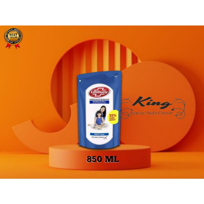 (KING) - Lifebouy Sabun Mandi Cair Mild Care 850 Ml- Sabun Cair Refill, Antibakteri.
