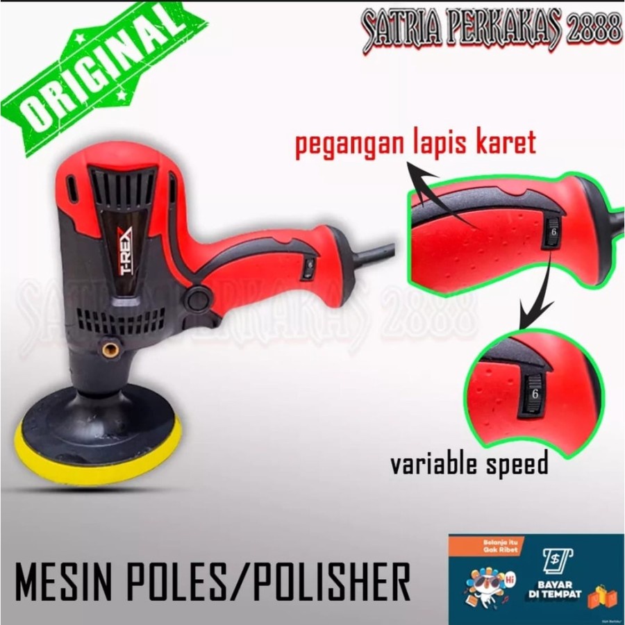 VARIABLE SPEED MESIN POLES POLISHER MOBIL MOTOR / MESIN POLESH T-REX 5 INC SUDAH FREE AKSESORIS SIAP PAKAI