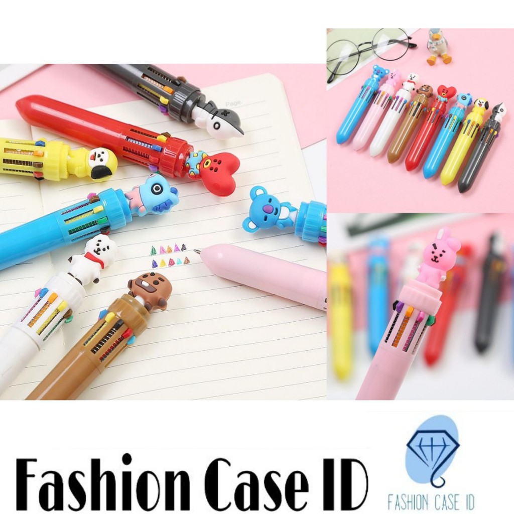 Pulpen Warna Warni 10 in 1 BTS Perlengkapan Sekolah Pulpen Warna Warni 10 in 1 BTS Perlengkapan Sekolah