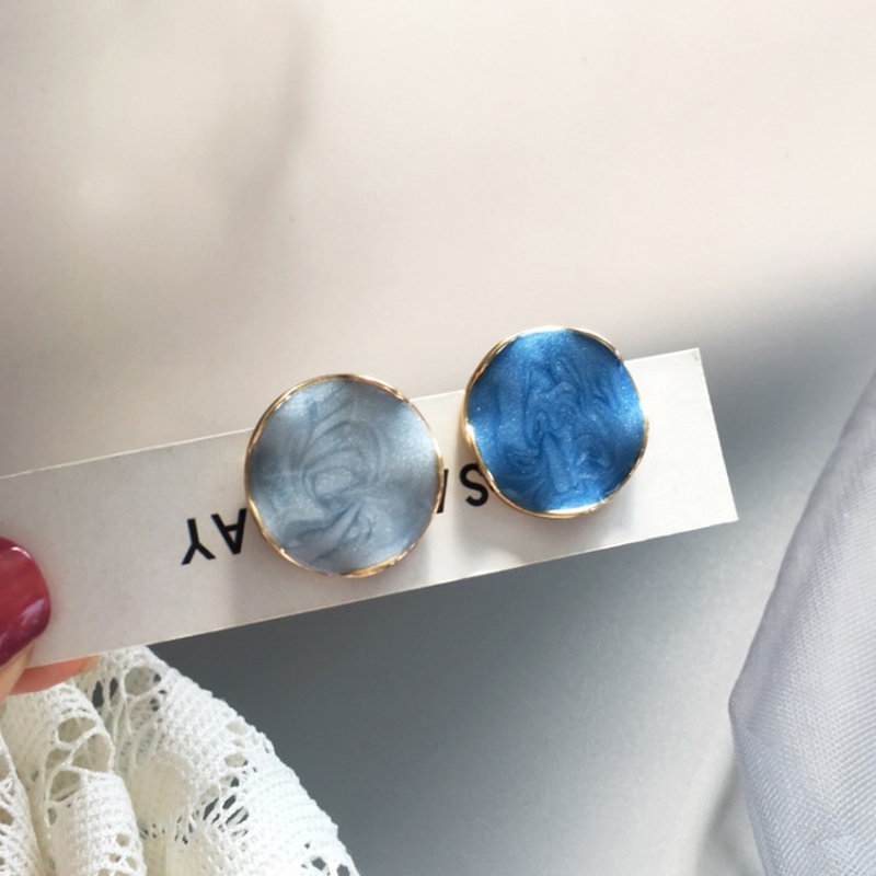 Anting Geometris Warna Kontras Gaya retro Korea