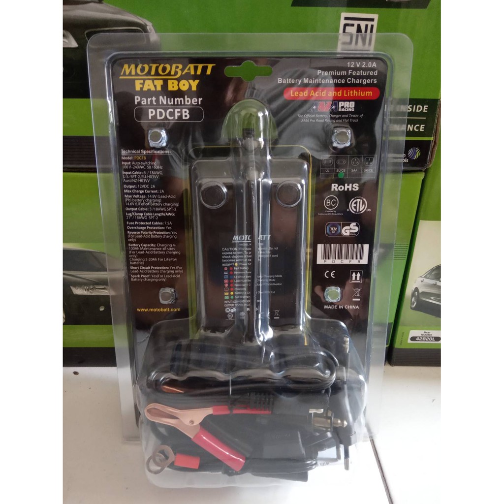 Charger Untuk aki 4 - 100Ah Motor &amp; Mobil Motobatt Fatboy