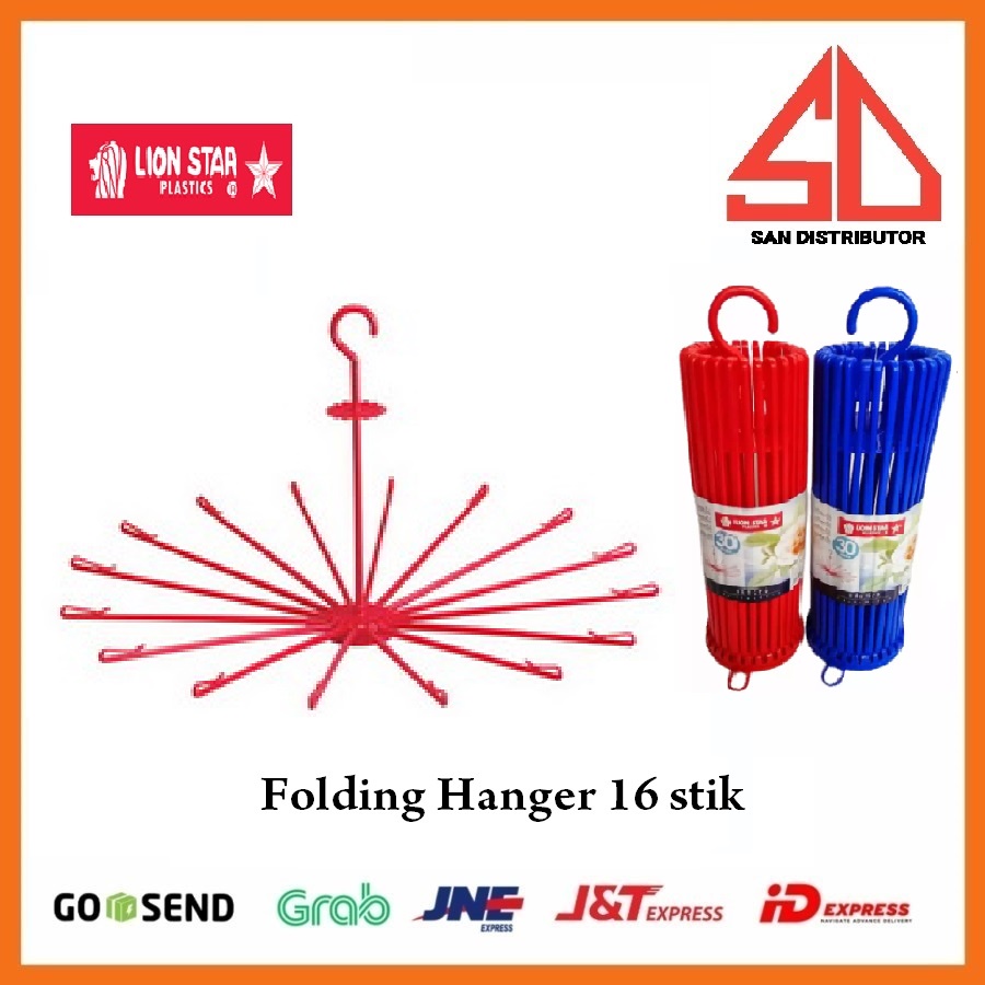 FOLDING HANGER 16 STOK GB-2 LION STAR / GANTUNGAN JEMURAN BAJU BAYI BABY BULAT