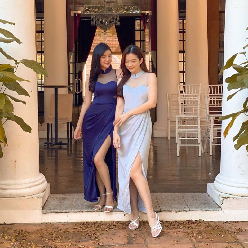 DARLANE DRESS - Longdress pesta wanita gaun party slit maxi gown halter dress big size jumbo ukuran 